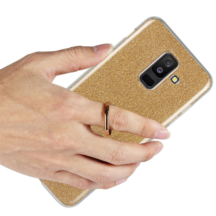 For Galaxy A6+ (2018) Glittery Powder Shockproof TPU Protective Case with Ring Holder