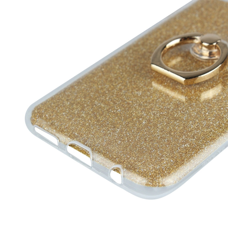 For Galaxy A20e Glittery Powder Shockproof TPU Protective Case with Ring Holder