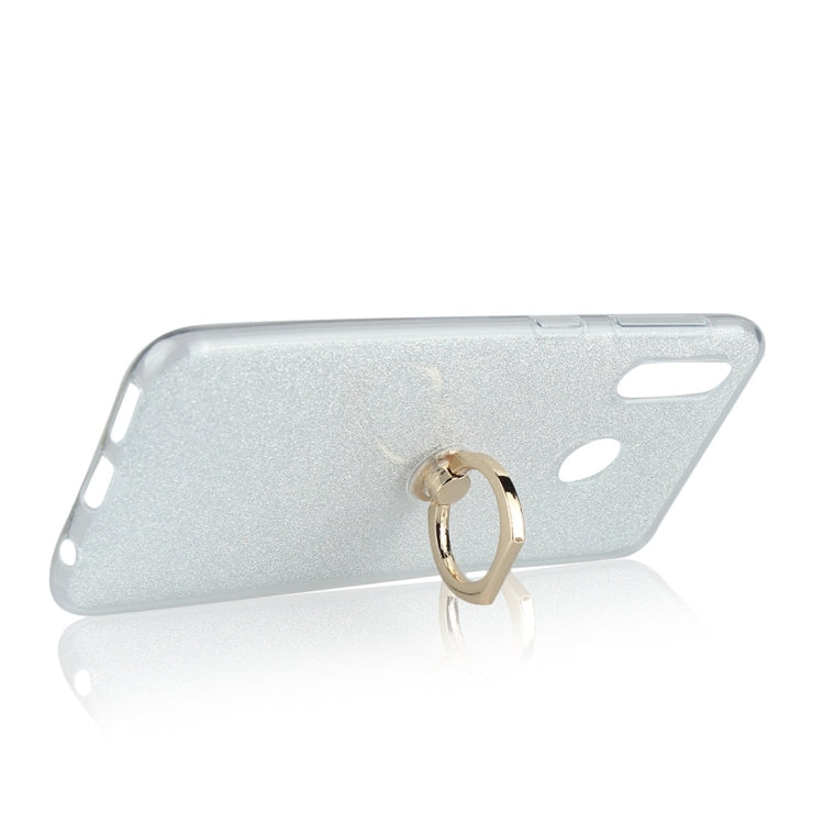For Galaxy A20e Glittery Powder Shockproof TPU Protective Case with Ring Holder