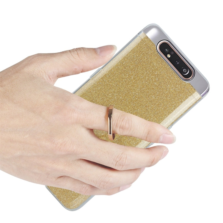 For Galaxy A80 / A90 Glittery Powder Shockproof TPU Protective Case with Ring Holder