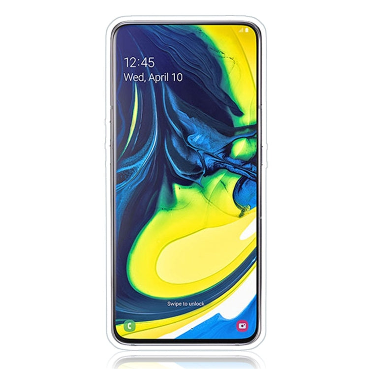 For Galaxy A80 / A90 Glittery Powder Shockproof TPU Protective Case with Ring Holder