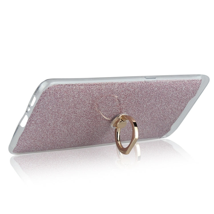 For Galaxy A80 / A90 Glittery Powder Shockproof TPU Protective Case with Ring Holder