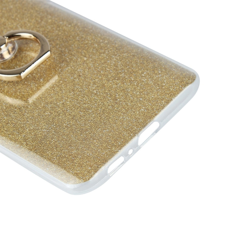 For Galaxy A80 / A90 Glittery Powder Shockproof TPU Protective Case with Ring Holder