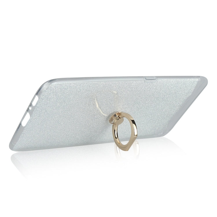 For Galaxy A80 / A90 Glittery Powder Shockproof TPU Protective Case with Ring Holder