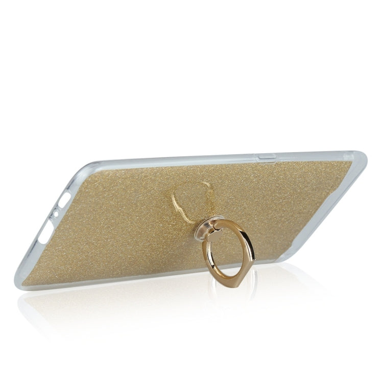 For Galaxy A80 / A90 Glittery Powder Shockproof TPU Protective Case with Ring Holder