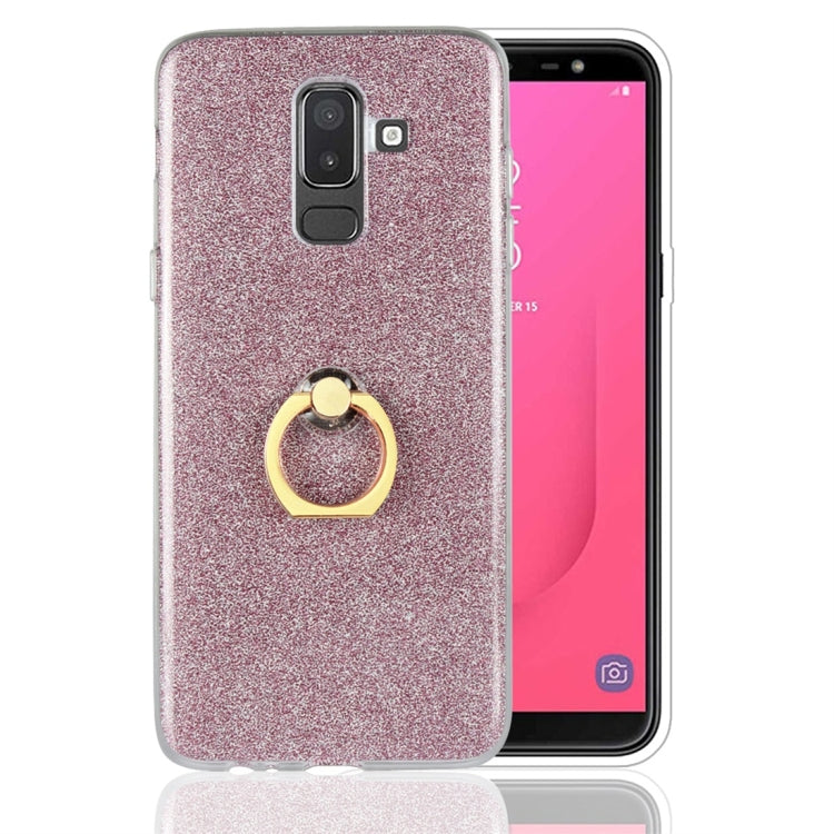 For Galaxy J8 (2018) Glittery Powder Shockproof TPU Protective Case with Ring Holder