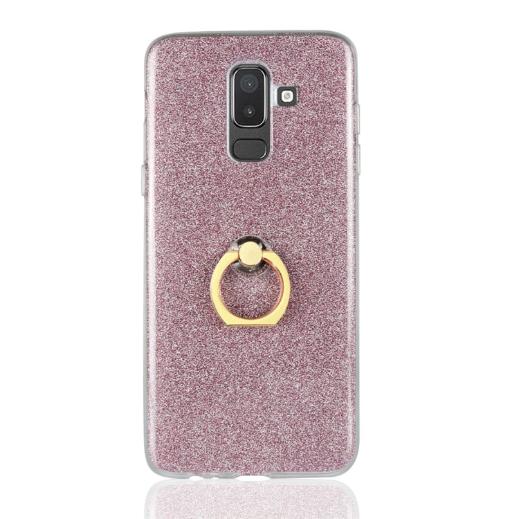 For Galaxy J8 (2018) Glittery Powder Shockproof TPU Protective Case with Ring Holder