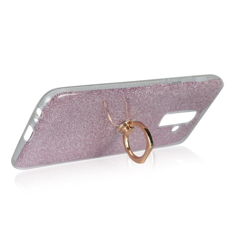 For Galaxy J8 (2018) Glittery Powder Shockproof TPU Protective Case with Ring Holder