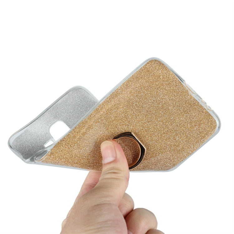 For Galaxy J8 (2018) Glittery Powder Shockproof TPU Protective Case with Ring Holder