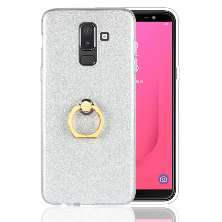 For Galaxy J8 (2018) Glittery Powder Shockproof TPU Protective Case with Ring Holder