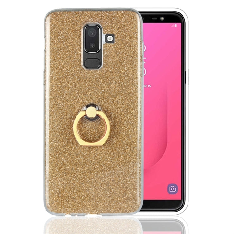 For Galaxy J8 (2018) Glittery Powder Shockproof TPU Protective Case with Ring Holder