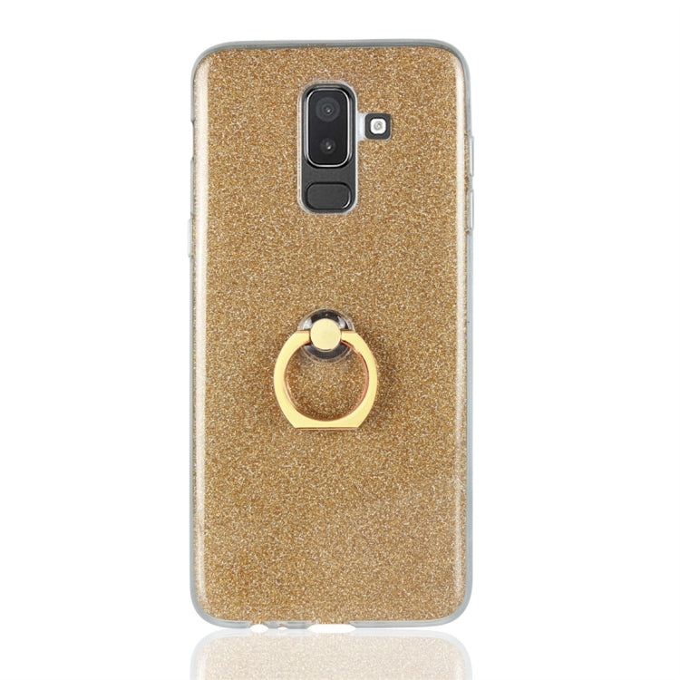 For Galaxy J8 (2018) Glittery Powder Shockproof TPU Protective Case with Ring Holder