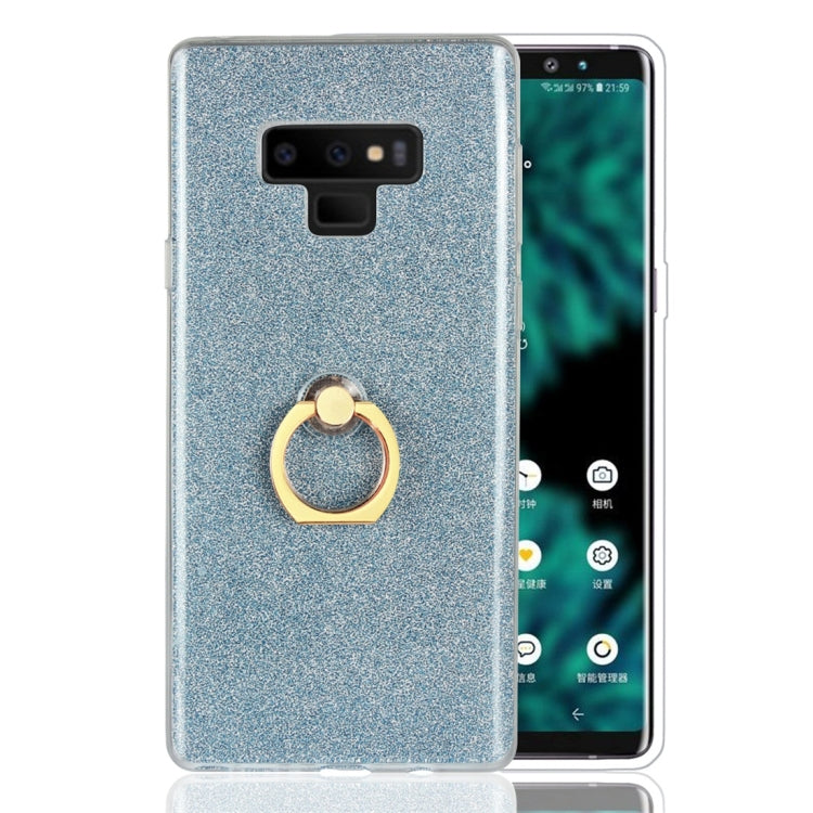For Galaxy Note 9 Glittery Powder Shockproof TPU Protective Case with Ring Holder