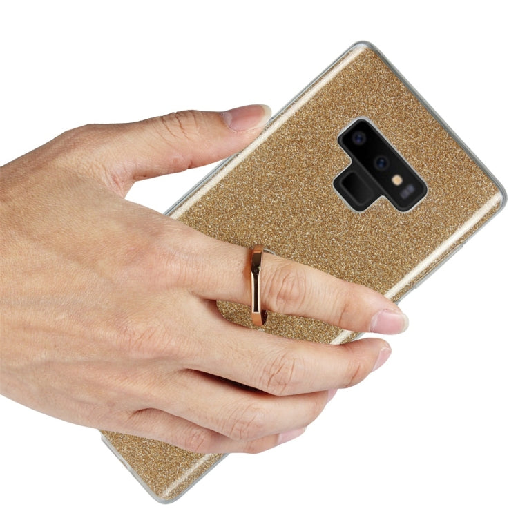 For Galaxy Note 9 Glittery Powder Shockproof TPU Protective Case with Ring Holder
