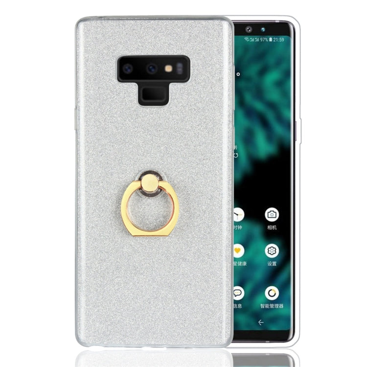 For Galaxy Note 9 Glittery Powder Shockproof TPU Protective Case with Ring Holder
