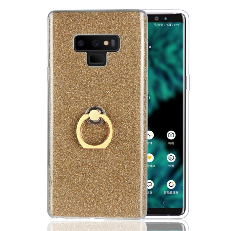 For Galaxy Note 9 Glittery Powder Shockproof TPU Protective Case with Ring Holder