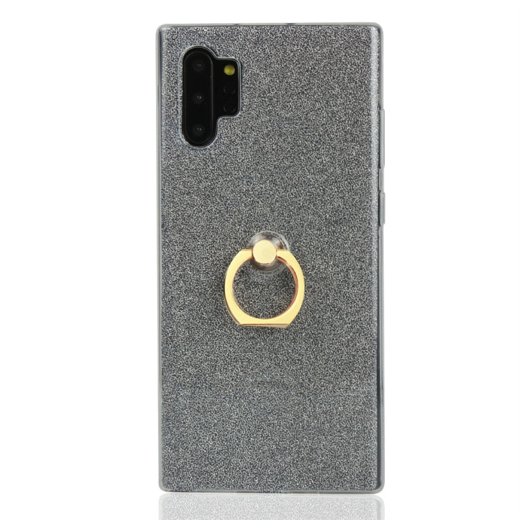 For Galaxy Note 10+ Glittery Powder Shockproof TPU Protective Case with Ring Holder