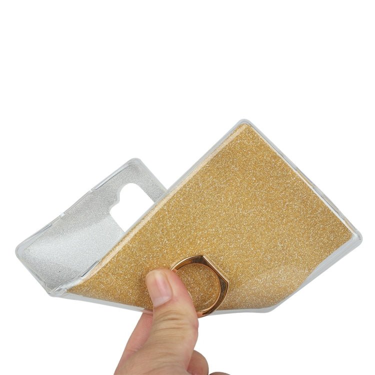 For Galaxy Note 10+ Glittery Powder Shockproof TPU Protective Case with Ring Holder