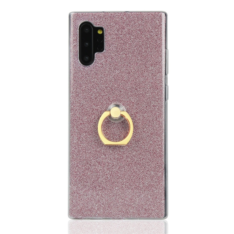 For Galaxy Note 10+ Glittery Powder Shockproof TPU Protective Case with Ring Holder