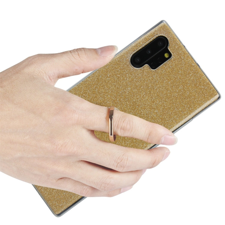 For Galaxy Note 10+ Glittery Powder Shockproof TPU Protective Case with Ring Holder