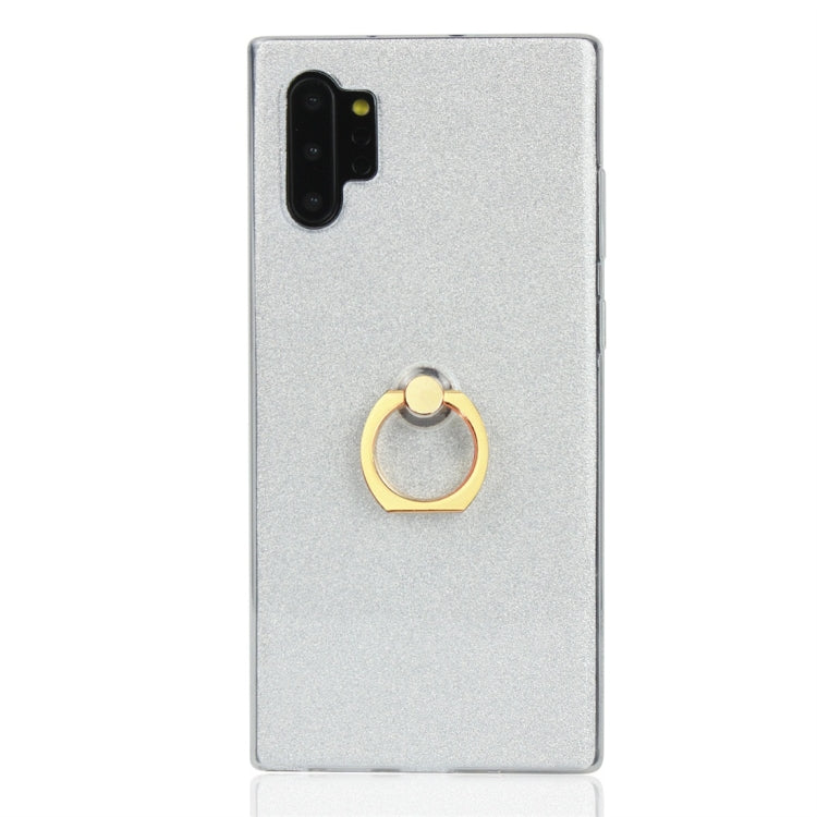 For Galaxy Note 10+ Glittery Powder Shockproof TPU Protective Case with Ring Holder