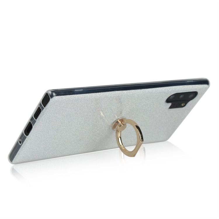 For Galaxy Note 10+ Glittery Powder Shockproof TPU Protective Case with Ring Holder