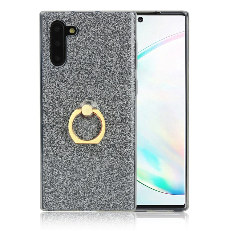For Galaxy Note 10 Glittery Powder Shockproof TPU Protective Case with Ring Holder
