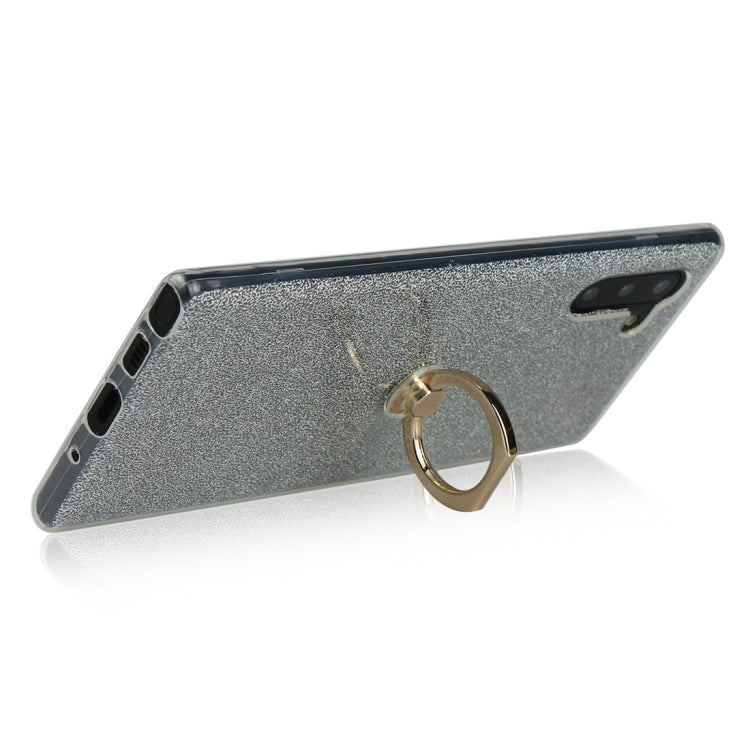 For Galaxy Note 10 Glittery Powder Shockproof TPU Protective Case with Ring Holder