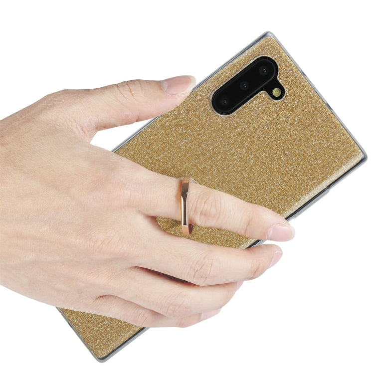 For Galaxy Note 10 Glittery Powder Shockproof TPU Protective Case with Ring Holder