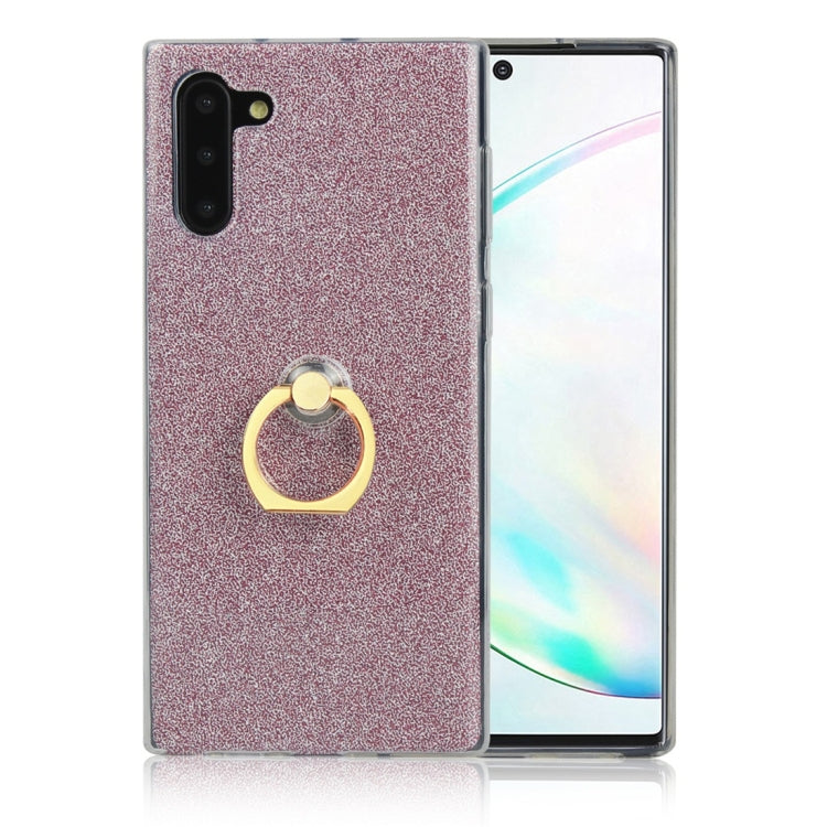 For Galaxy Note 10 Glittery Powder Shockproof TPU Protective Case with Ring Holder