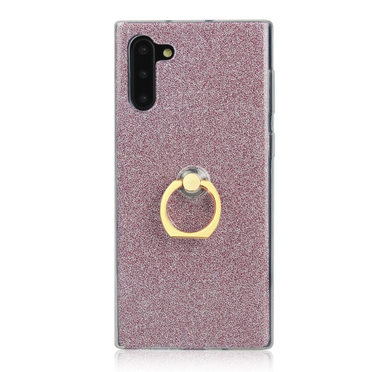 For Galaxy Note 10 Glittery Powder Shockproof TPU Protective Case with Ring Holder