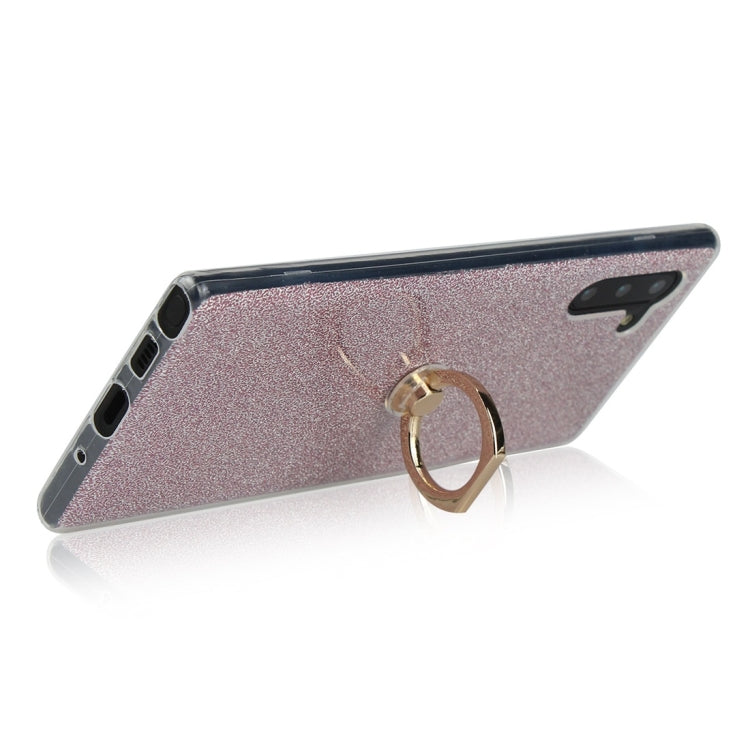 For Galaxy Note 10 Glittery Powder Shockproof TPU Protective Case with Ring Holder