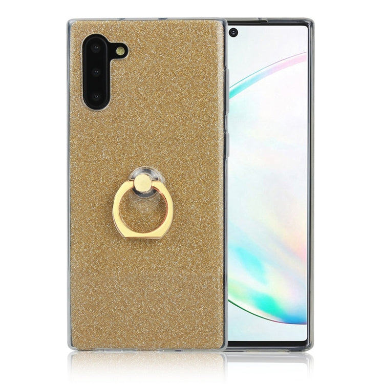 For Galaxy Note 10 Glittery Powder Shockproof TPU Protective Case with Ring Holder