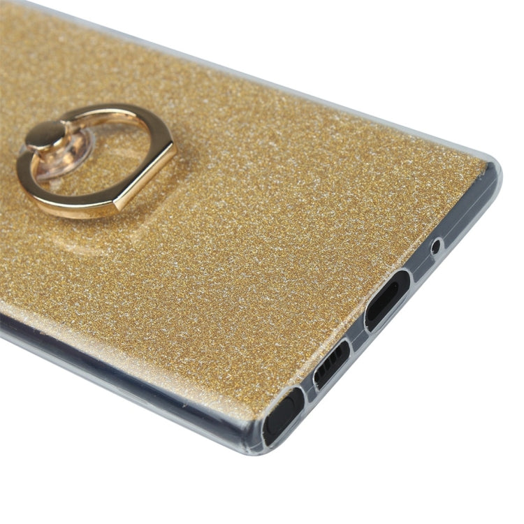 For Galaxy Note 10 Glittery Powder Shockproof TPU Protective Case with Ring Holder