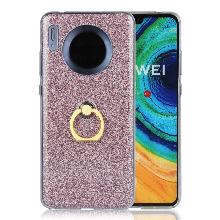 For Huawei Mate 30 Glittery Powder Shockproof TPU Protective Case with Ring Holder