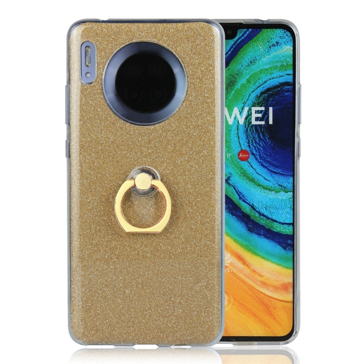 For Huawei Mate 30 Glittery Powder Shockproof TPU Protective Case with Ring Holder