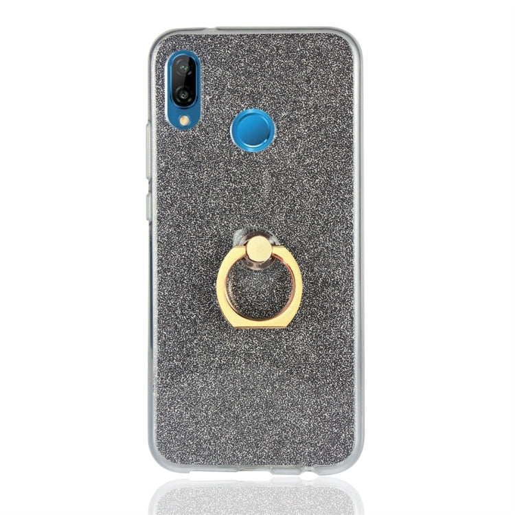 For Huawei P20 Lite Glittery Powder Shockproof TPU Protective Case with Ring Holder