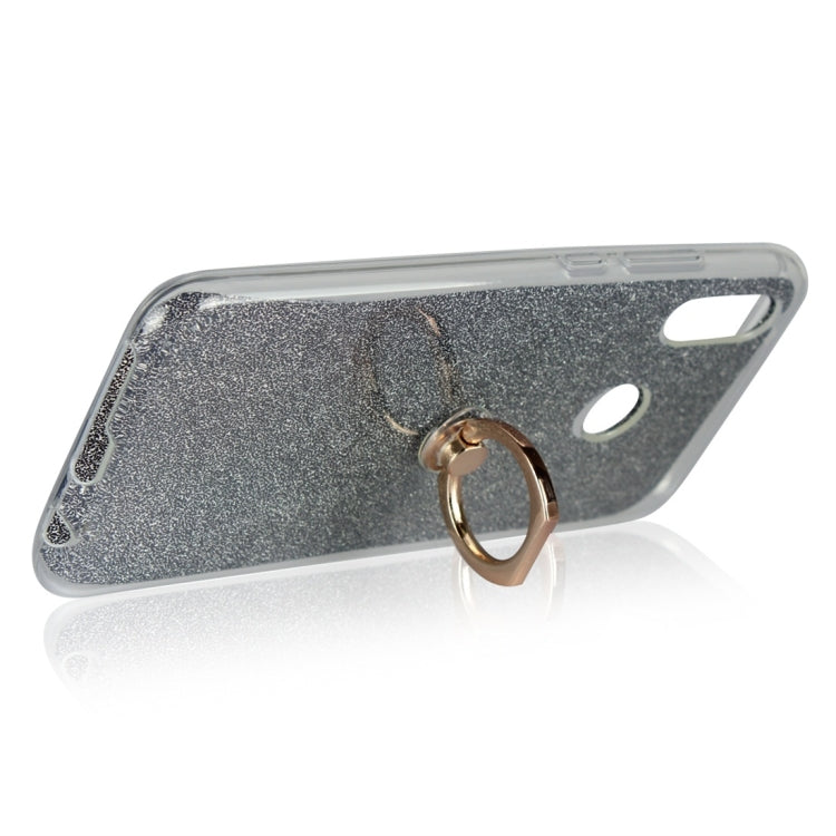 For Huawei P20 Lite Glittery Powder Shockproof TPU Protective Case with Ring Holder