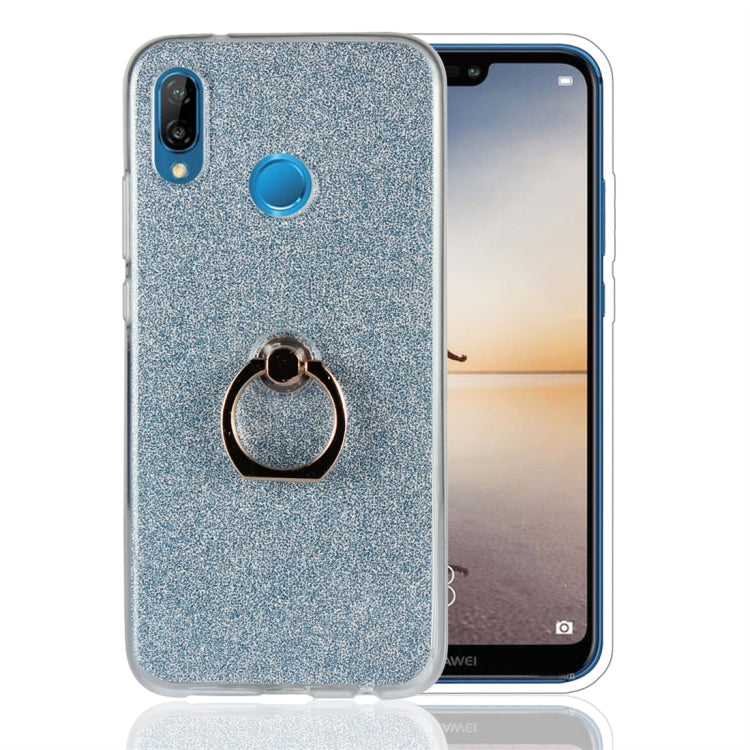 For Huawei P20 Lite Glittery Powder Shockproof TPU Protective Case with Ring Holder