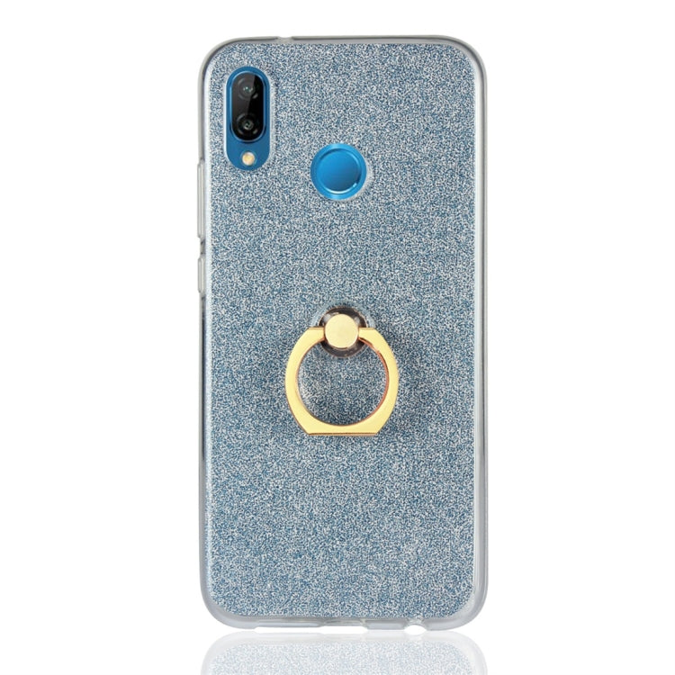 For Huawei P20 Lite Glittery Powder Shockproof TPU Protective Case with Ring Holder