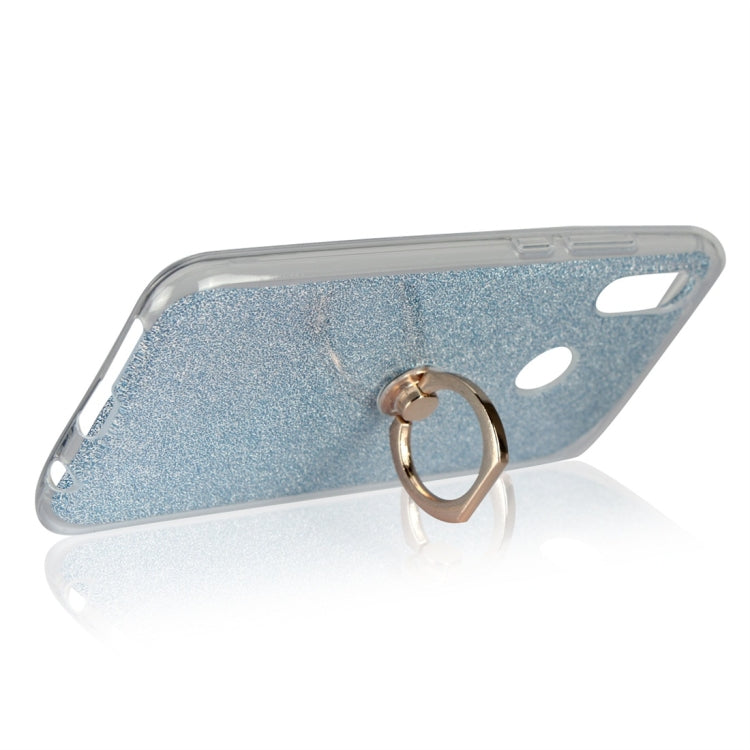 For Huawei P20 Lite Glittery Powder Shockproof TPU Protective Case with Ring Holder