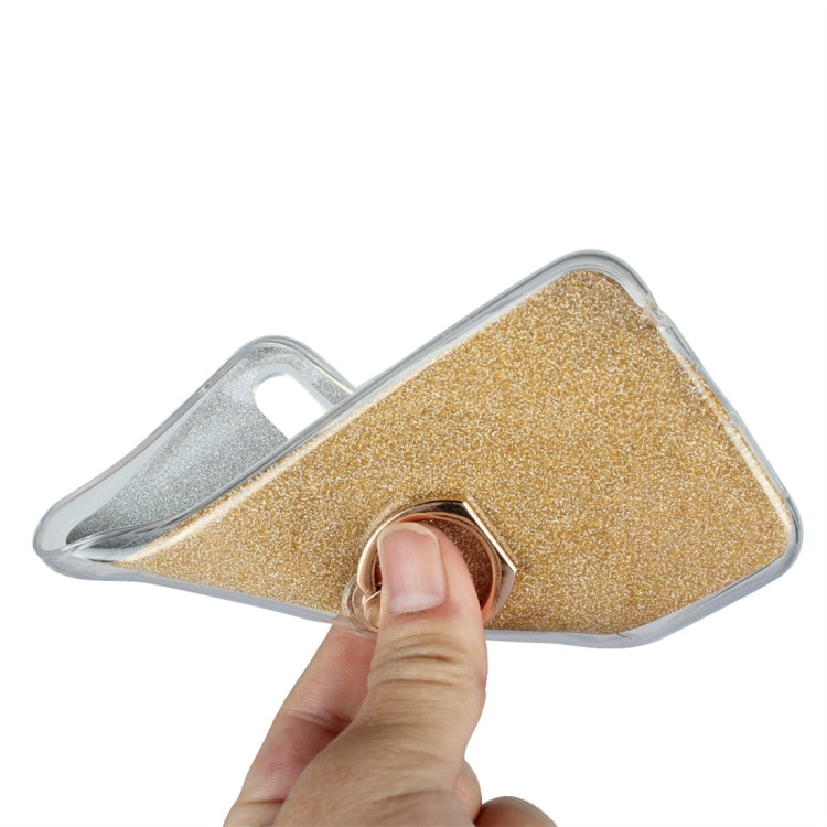 For Huawei P20 Lite Glittery Powder Shockproof TPU Protective Case with Ring Holder