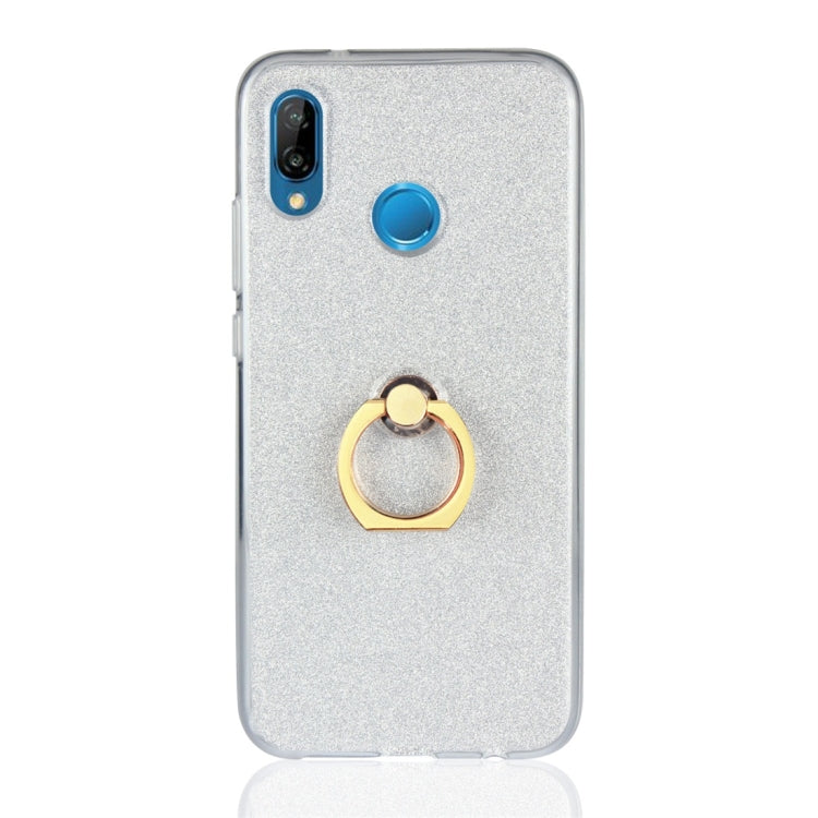For Huawei P20 Lite Glittery Powder Shockproof TPU Protective Case with Ring Holder