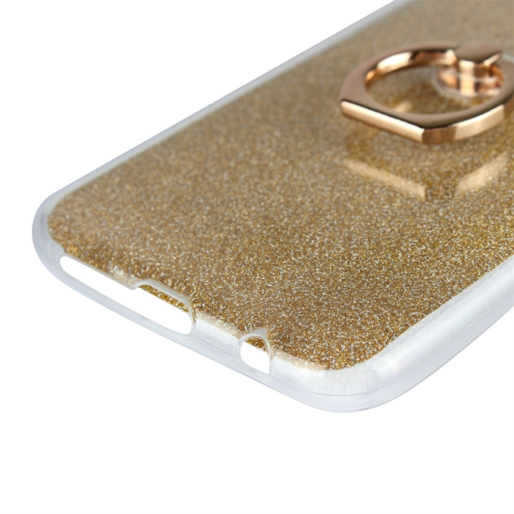For Huawei P20 Lite Glittery Powder Shockproof TPU Protective Case with Ring Holder