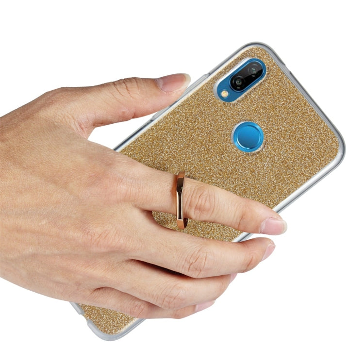 For Huawei P20 Lite Glittery Powder Shockproof TPU Protective Case with Ring Holder