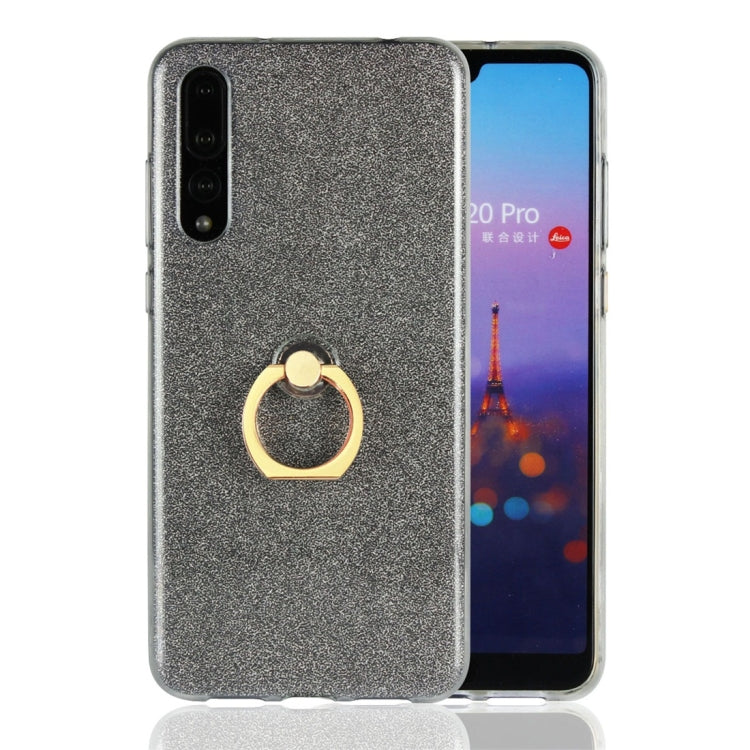 For Huawei P20 Pro Glittery Powder Shockproof TPU Protective Case with Ring Holder