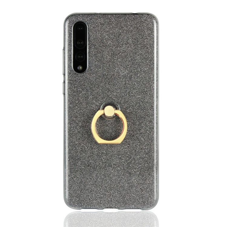 For Huawei P20 Pro Glittery Powder Shockproof TPU Protective Case with Ring Holder