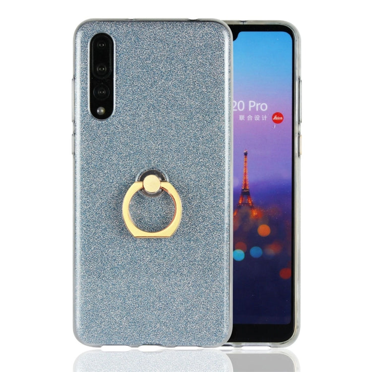 For Huawei P20 Pro Glittery Powder Shockproof TPU Protective Case with Ring Holder