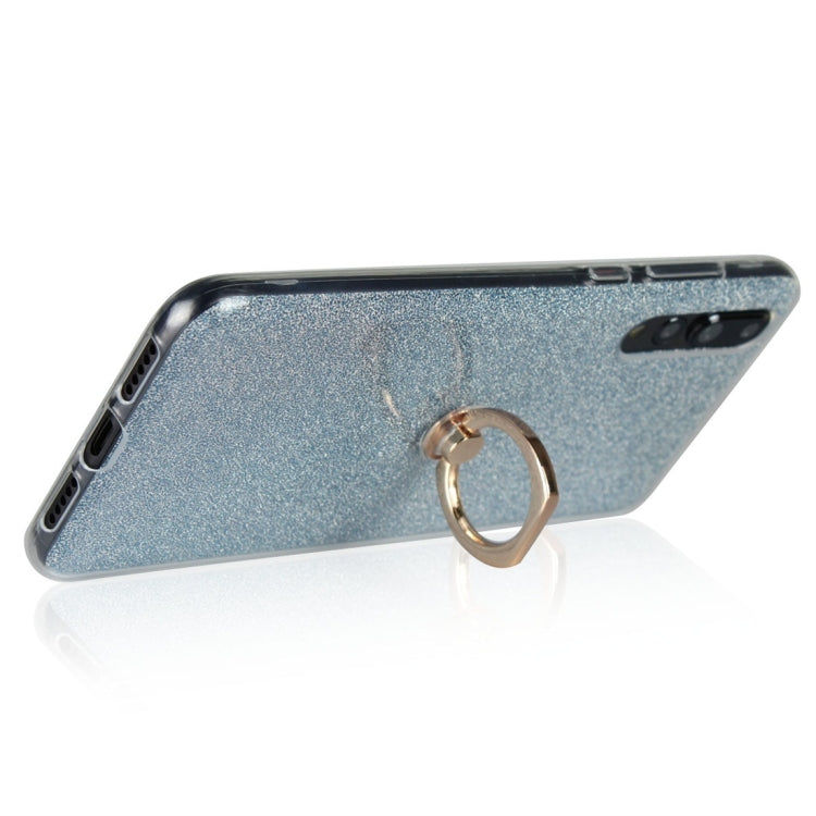 For Huawei P20 Pro Glittery Powder Shockproof TPU Protective Case with Ring Holder