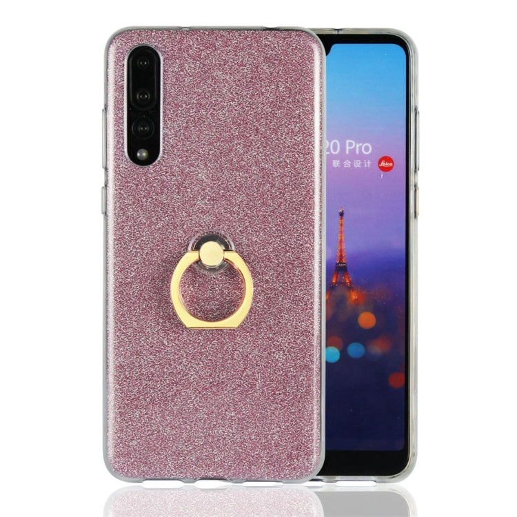 For Huawei P20 Pro Glittery Powder Shockproof TPU Protective Case with Ring Holder